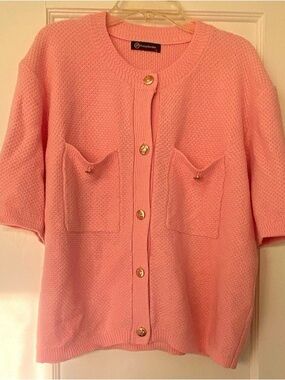 Pretty garden Pink Short-Sleeve Button Cardigan